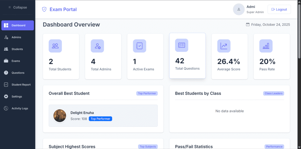 Exam Portal Dashboard
